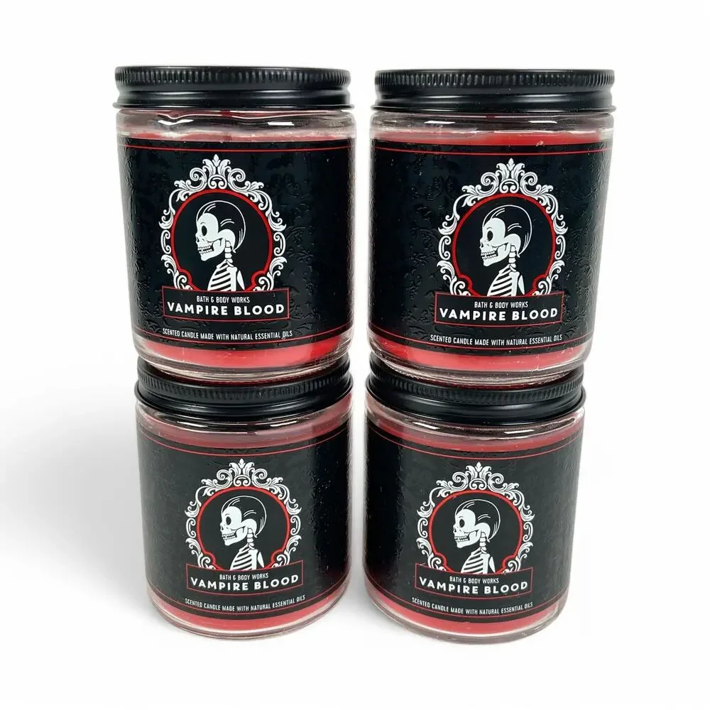 Vampire Blood Single Wick Candle Bath and Body Works 7oz Halloween Lot of 4